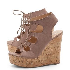 Krush Cork Lace Up Wedges